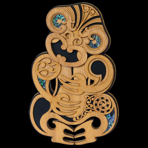 Large 3D Inlaid Tiki Wall Hanging