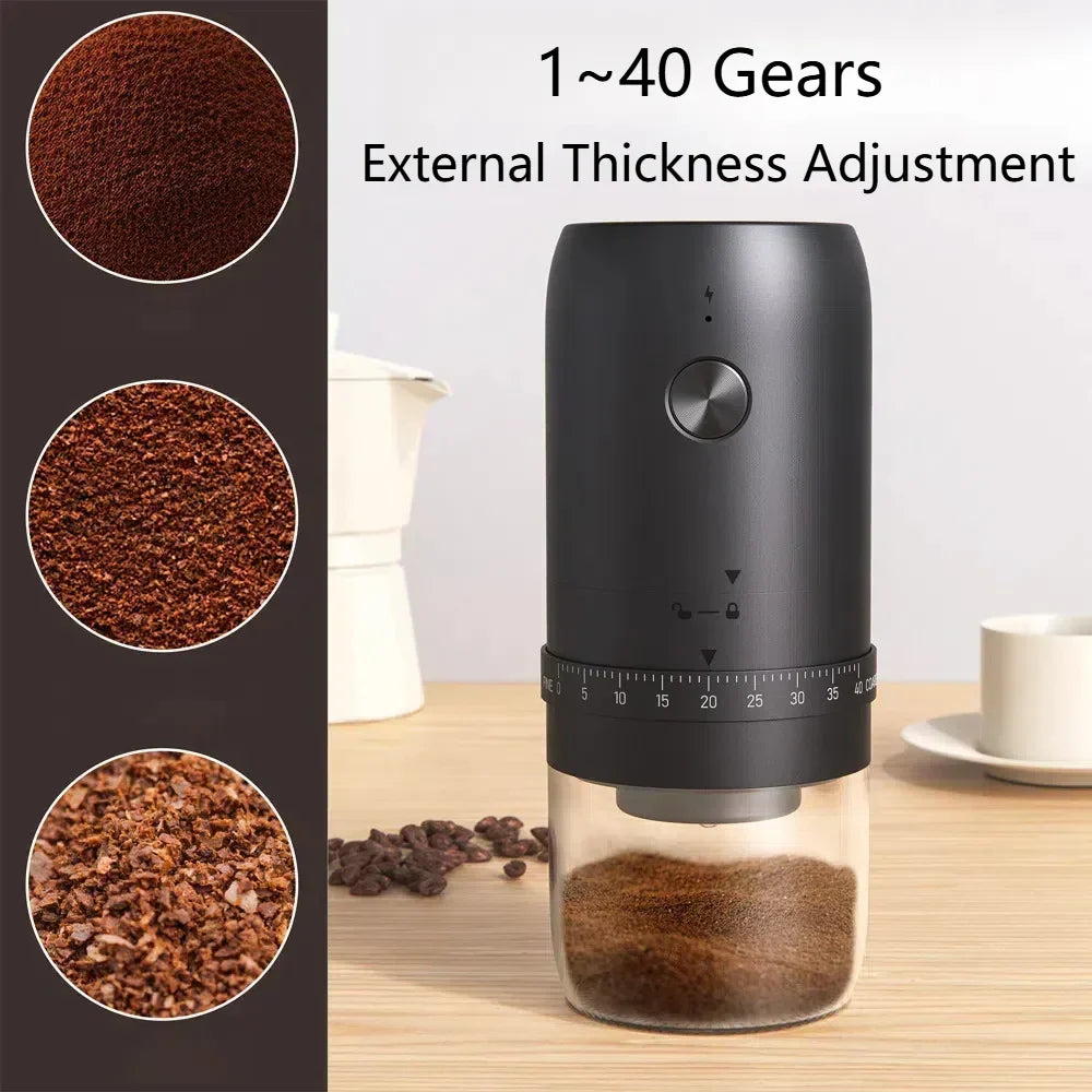 1800mAh Electric Coffee Grinder 40 Level Adjustable Burr Grinder Black-2